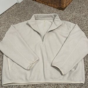 Natural ivory oversized fit fleece Lululemon half zip
